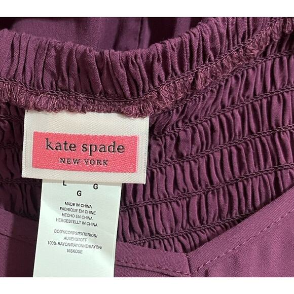 Kate Spade NY Flared Lightweight Romper Size L Cabernet Swim Cover Up Vacay NWT - Picture 7 of 9